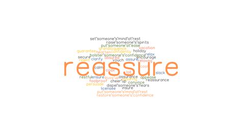 Reassured synonym - Synonyms for reassurance include consolation, consoling, solacing, comforting, assurance, cheering, encouragement, comfort, solace and support. Find more similar ...